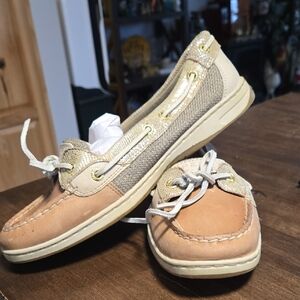 Sperry Top Siders Angel Fish Leather Boat Shoes Womens Size 8 Metallic Detail